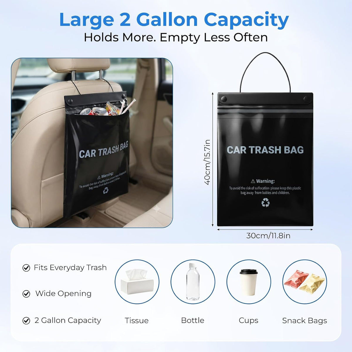 Disposable Car Trash Bags Hanging, Car Garbage Bags(50 Count, Black)