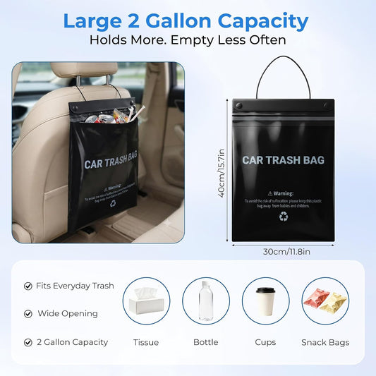 Disposable Car Trash Bags Hanging, Car Garbage Bags(50 Count, Black)