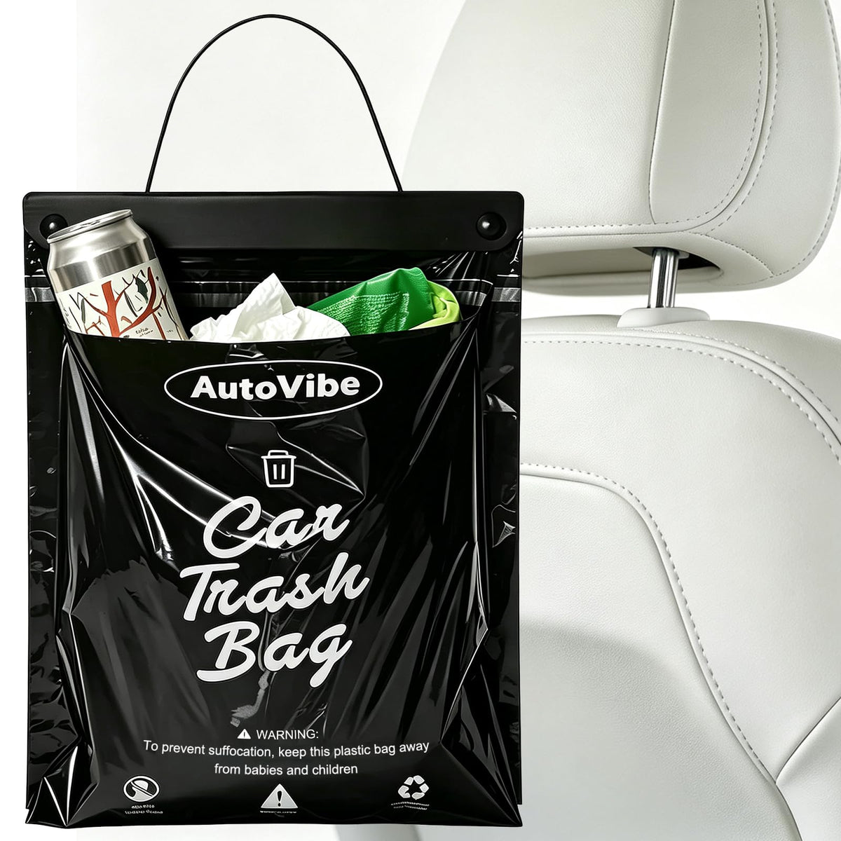 50 Count Hanging Recycled Disposable Car Trash Bags Pack-Friendly