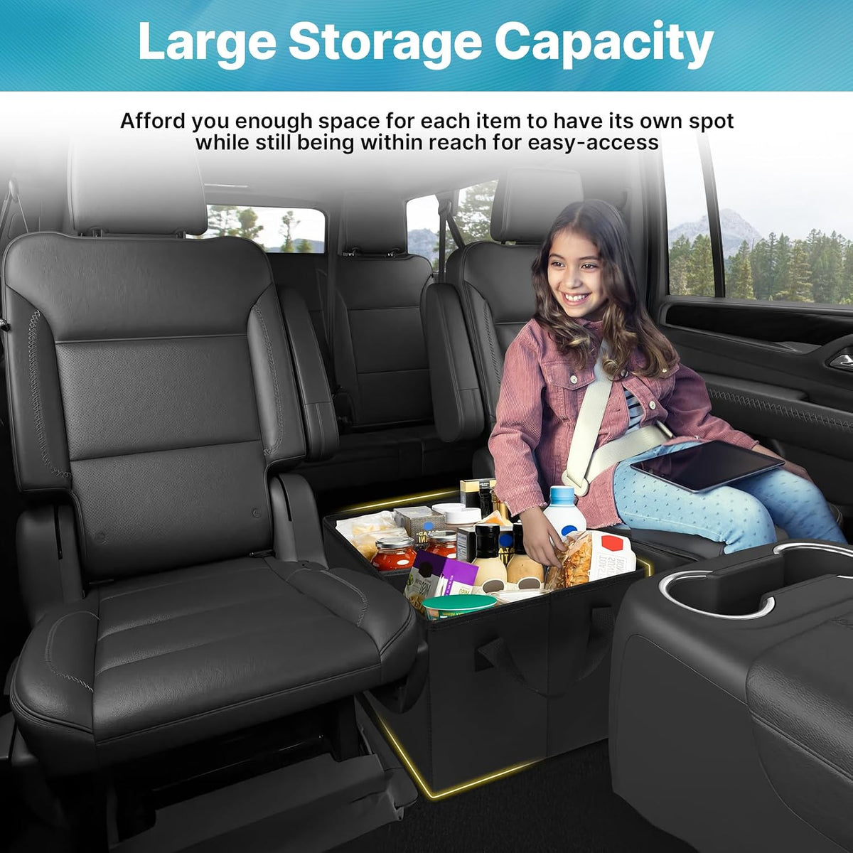 Mixsuper Liner Car Seat Organizer for 2015-2020 Chevy Tahoe/GMC Yukon, Console Organizer Backseat Box for Chevy Tahoe, Dog Box Storage Bin Supplies Travel Accessories