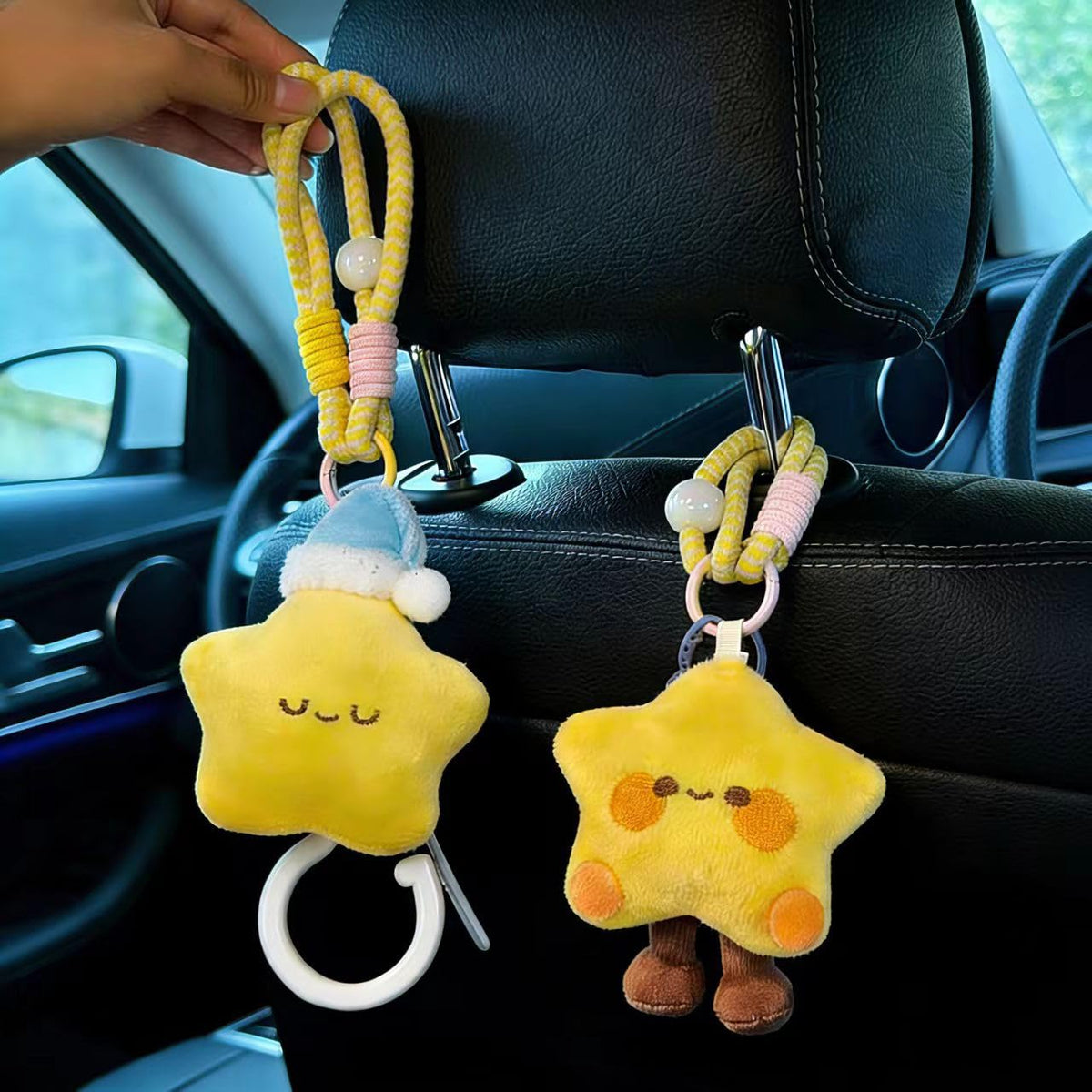 2-Pack Car Headrest Hooks Seat Organizer, Baguette & Croissant