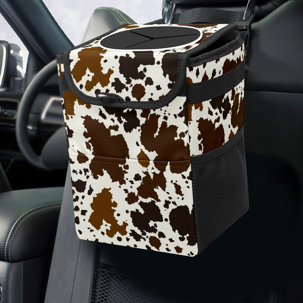 Colorful Sea Turtle Animal Car Trash Can with Lid Collapsible Reusable Waterproof Automotive Garbage Can,Car Organizer