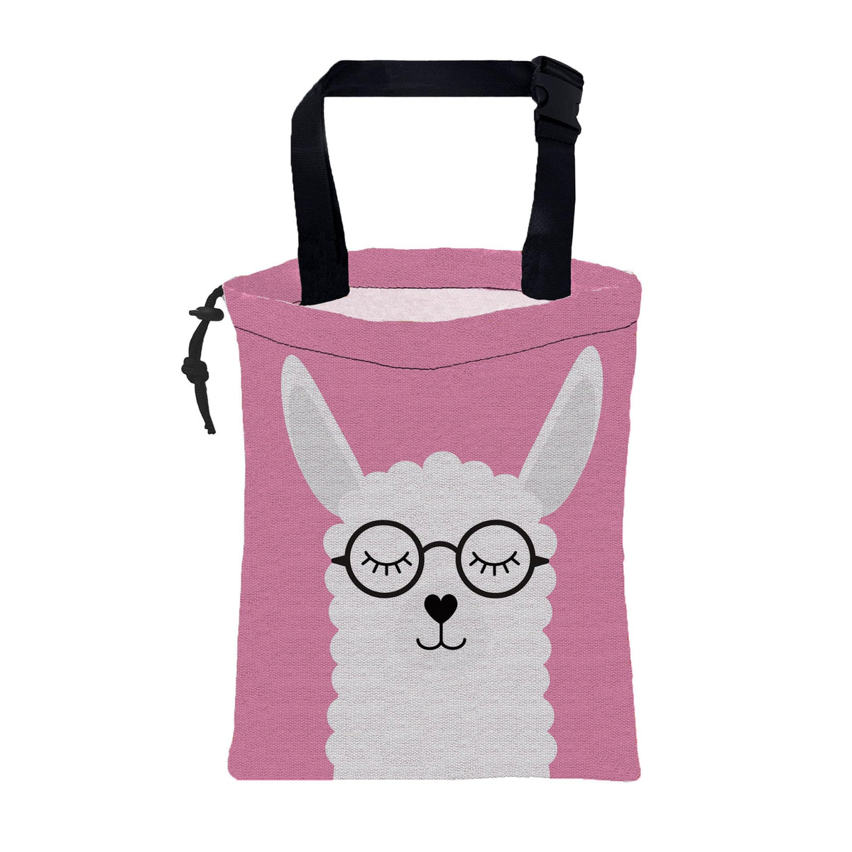 Car Garbage Bag Cute Panda and Heart Drawstring Car Trash Bag Hanging for Back Seat with Adjustable Buckle Canvas Vehicle Trash Can Easy-to-Install