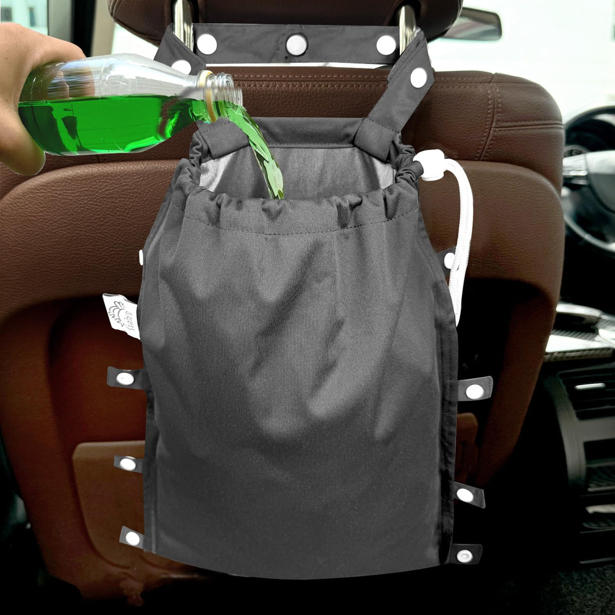Leak-Proof Waterproof Car Trash Bag Foldable Multipurpose Trash bin Container Storage Cute Grocery Organizer for Automotive Cars SUVs and Trucks Backseat Headrest 7 Liters