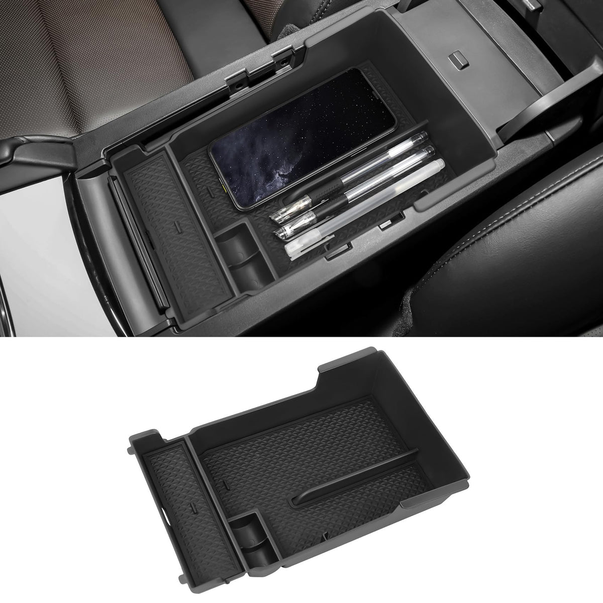 Center Console Organizer Tray Compatible with Mazda 2020-2026 CX-30 CX30 Accessories Armrest Storage Box ABS Console Insert Tray Container (Black Mat)