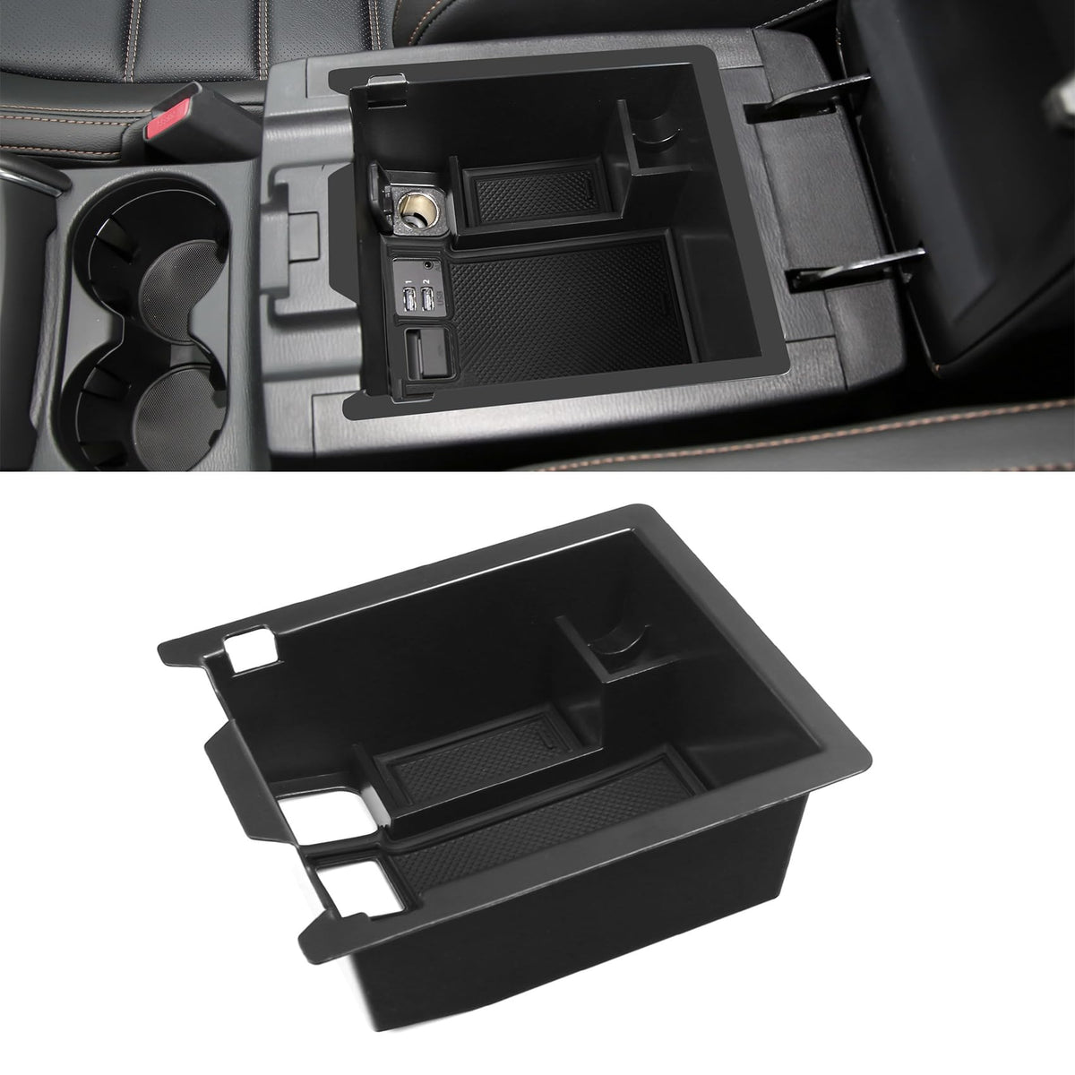 Center Console Organizer Tray Compatible with Mazda 2020-2026 CX-30 CX30 Accessories Armrest Storage Box ABS Console Insert Tray Container (Black Mat)
