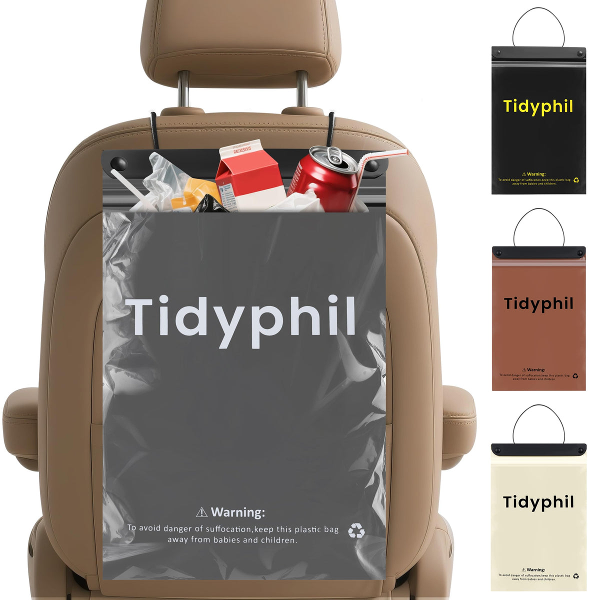 50 PCS Disposable Hanging Car Garbage Bags, Car Trash Can Substitute. Black