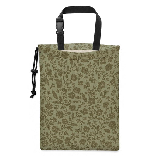 Vintage Sage Green Floral Car Trash Bag Hanging, 11x13Inch