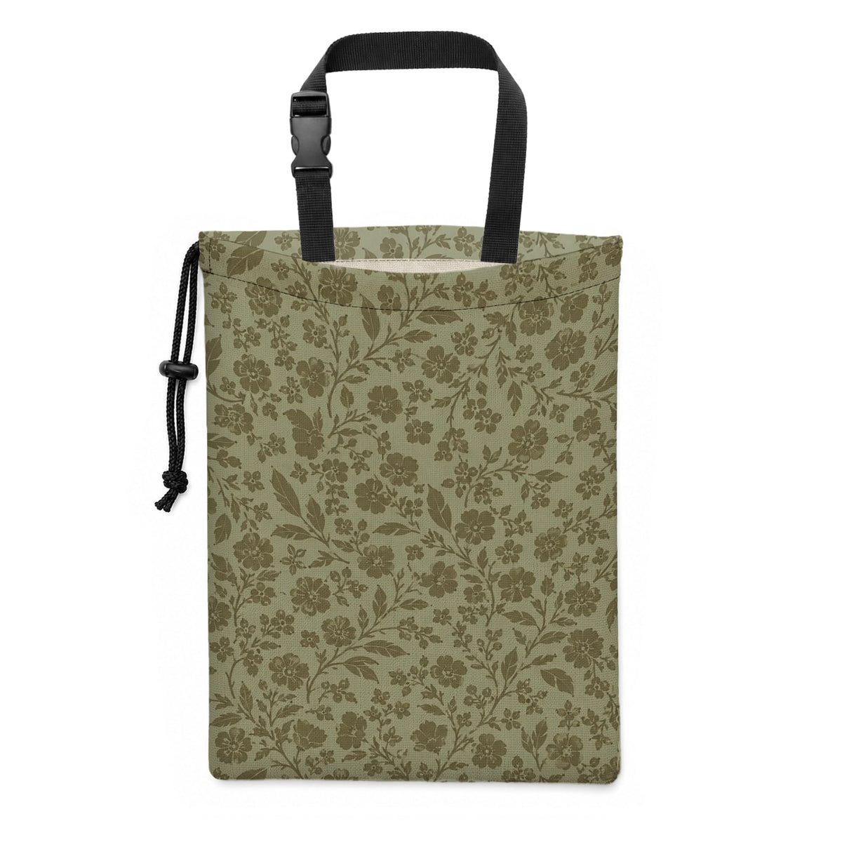 Vintage Sage Green Floral Car Trash Bag Hanging, 11x13Inch