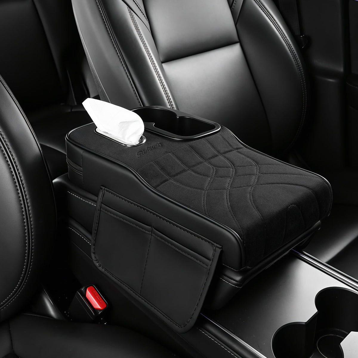 FREESOO Universal 5-in-1 Car Middle Center Console Cover with Cup Holder