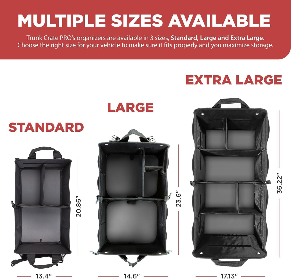 Car Trunk Organizer for SUV & Truck Cargo Storage, Large, Black
