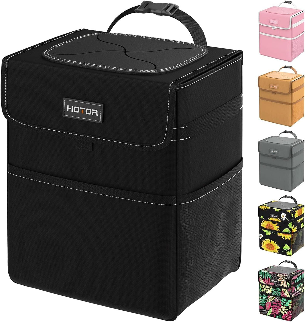 HOTOR Car Trash Can, Leak-Proof Car Organizer, Flamingo Print, 2-Gallon