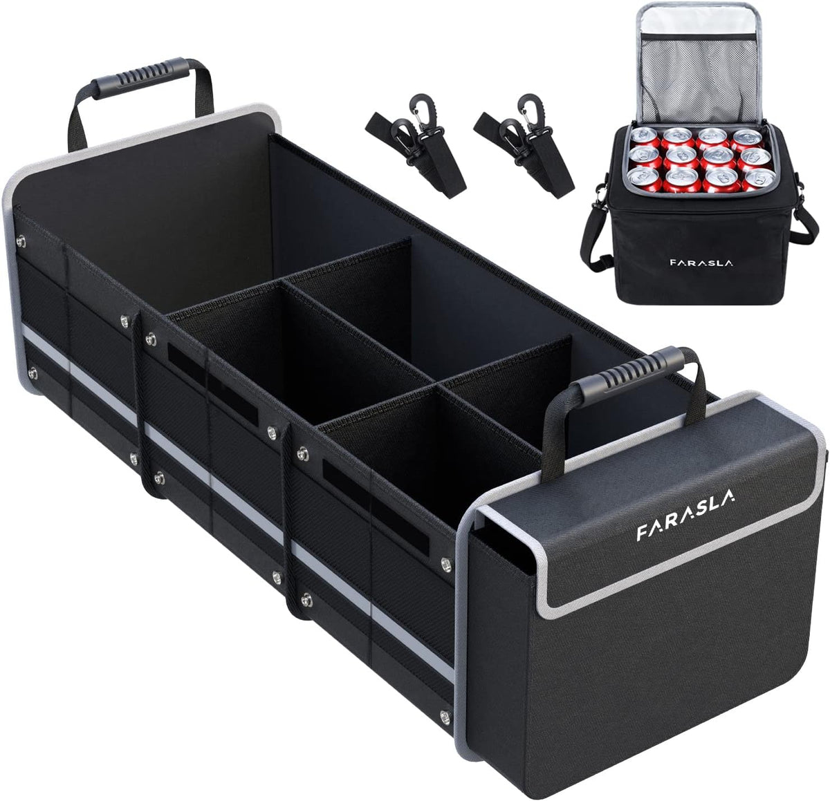 Farasla Waterproof Car Trunk Organizer with Cooler Bag