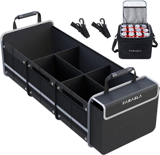 Farasla Waterproof Car Trunk Organizer with Cooler Bag