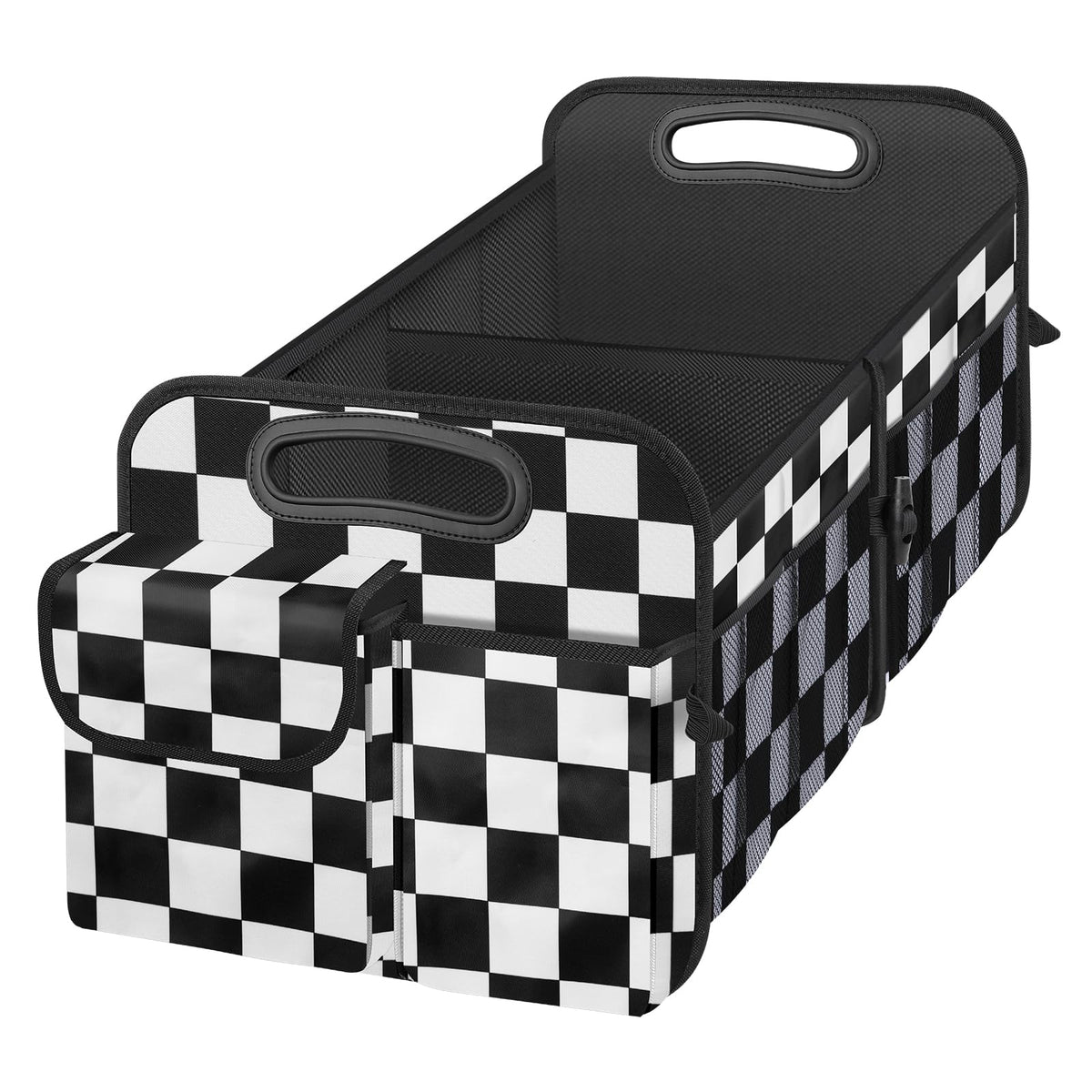 Trunk Organizer, Collapsible Waterproof car Trunk Organizer for SUVs & Sedans, Car Storage Organizers with Reinforced Handles, Car Accessories for Women and Men, 2 Compartments, 52L, Black
