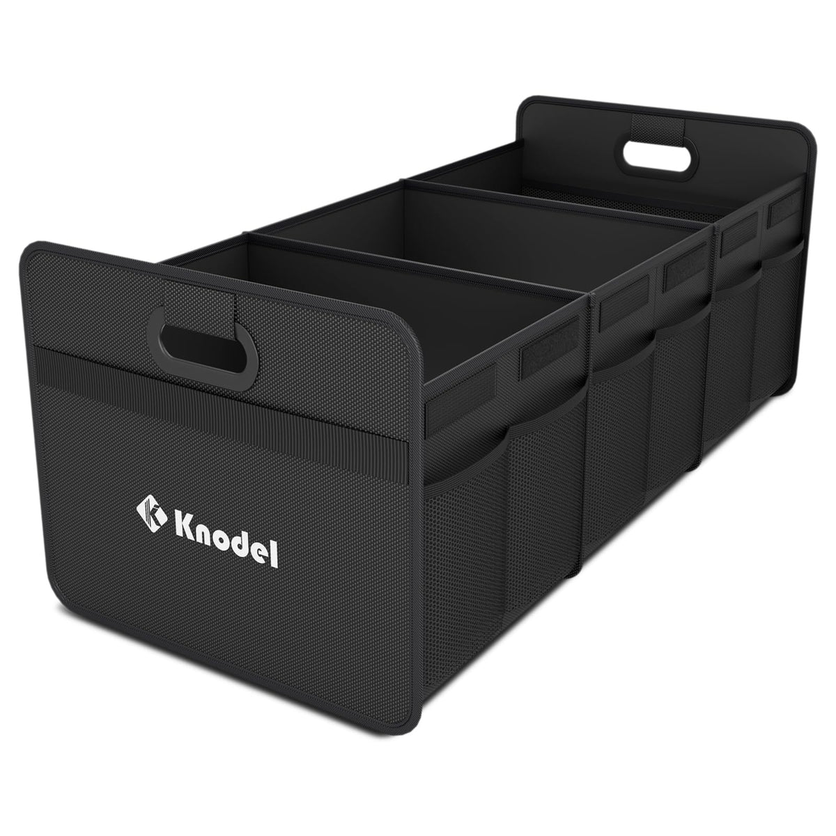 K KNODEL 3 Compartments Trunk Organizer for Car and Sedan (Large, Black)