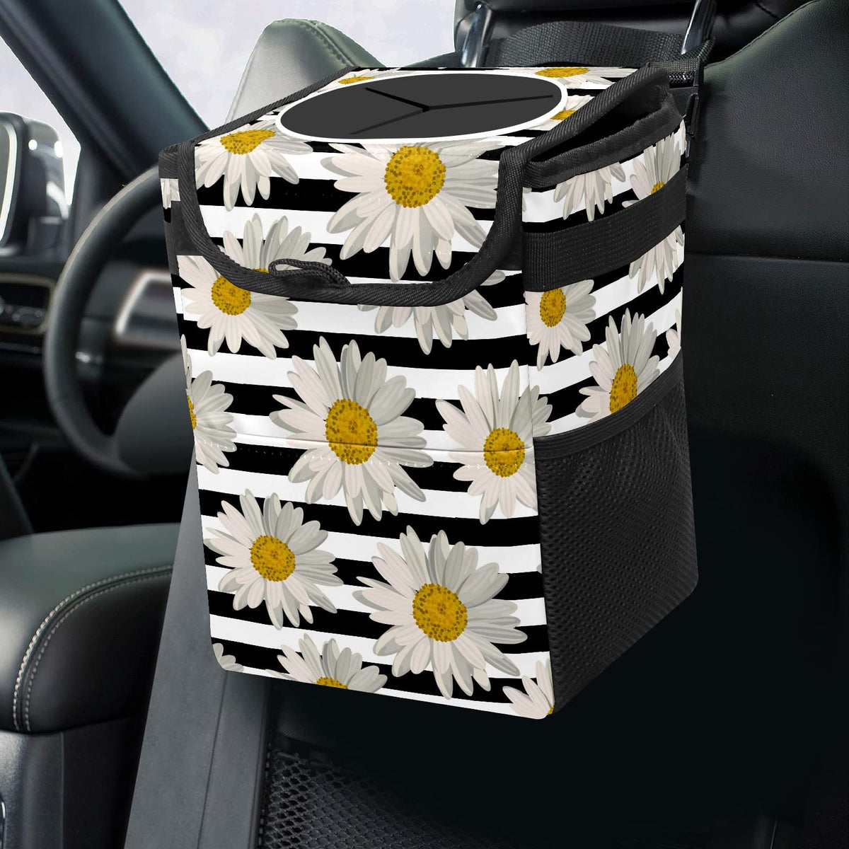 Colorful Sea Turtle Animal Car Trash Can with Lid Collapsible Reusable Waterproof Automotive Garbage Can,Car Organizer