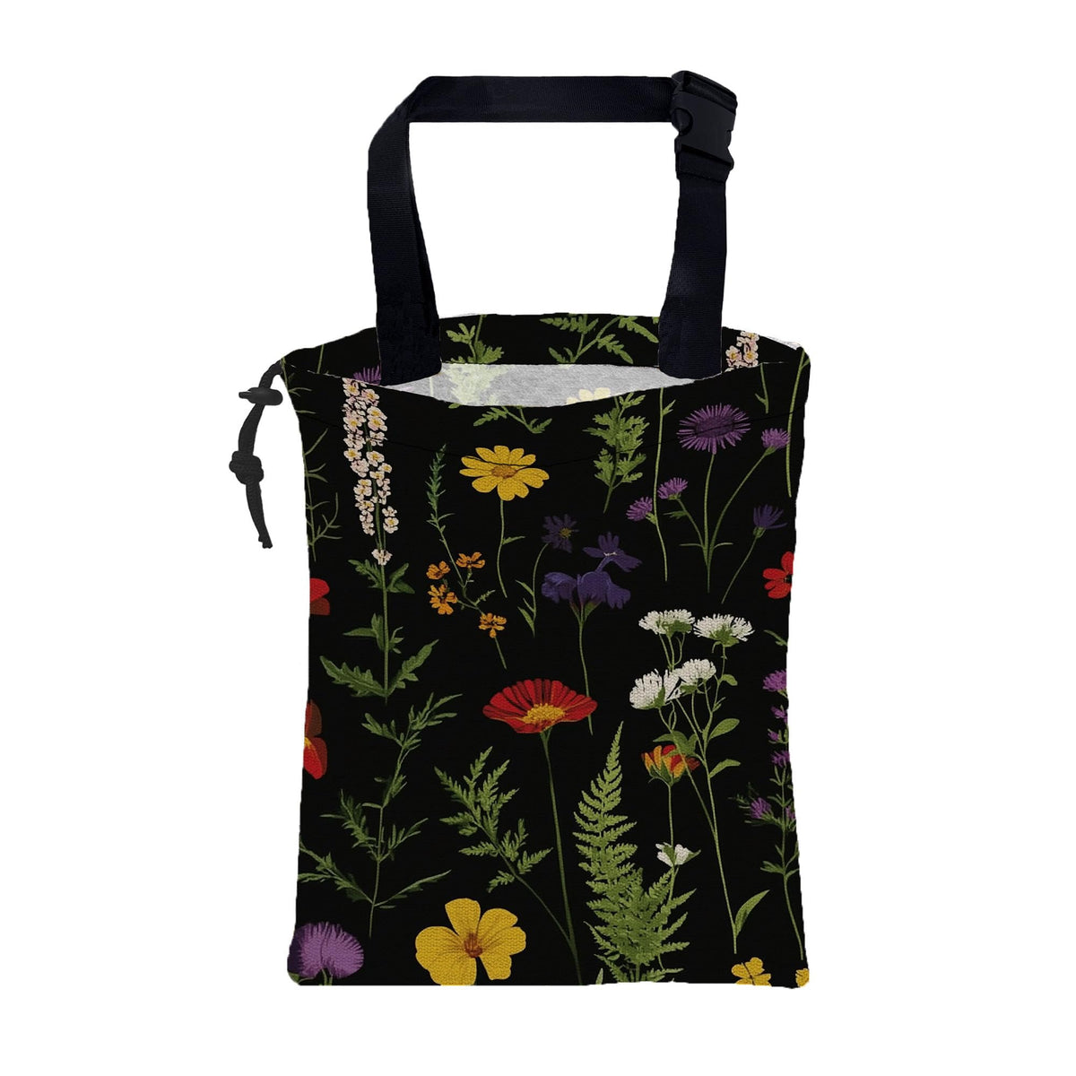 Car Garbage Bag Watercolor Floral and Leaves Drawstring Car Trash Bag Hanging for Back Seat with Adjustable Buckle Canvas Vehicle Trash Can Easy-to-Install