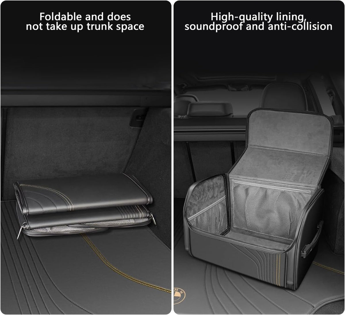 TOPABYTE Car Trunk Organizer with Lid Capacity Collapsible Bag Black, Small