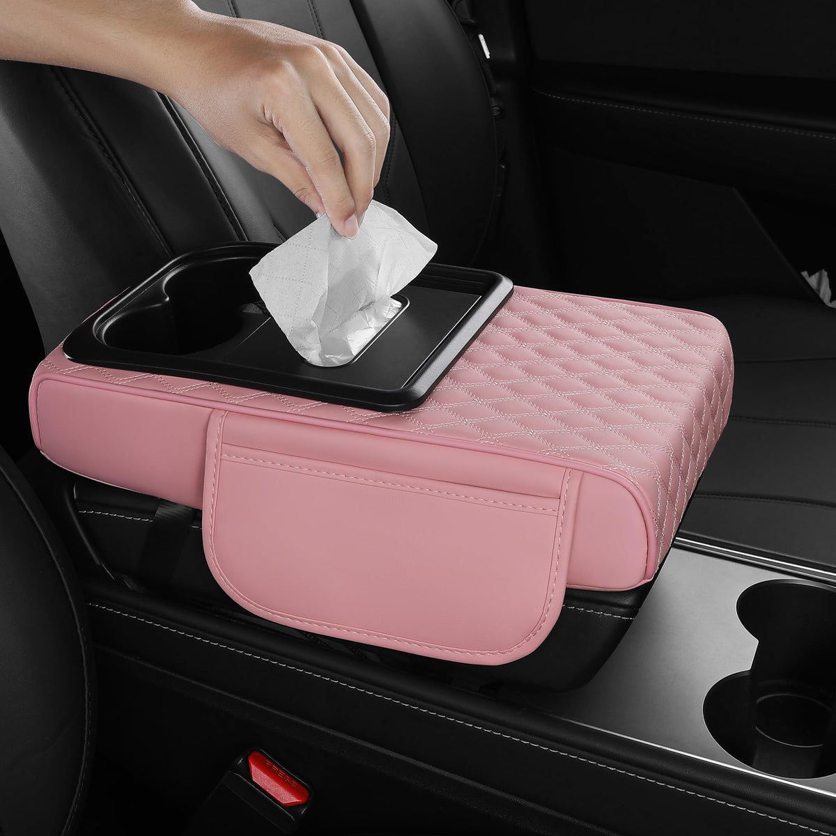 FREESOO Universal 5-in-1 Car Middle Center Console Cover with Cup Holder
