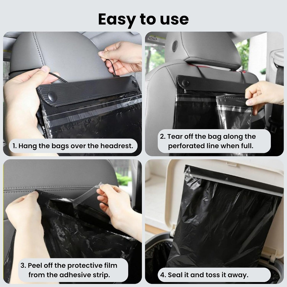 100 Count Recycled PE Disposable Car Trash Bags