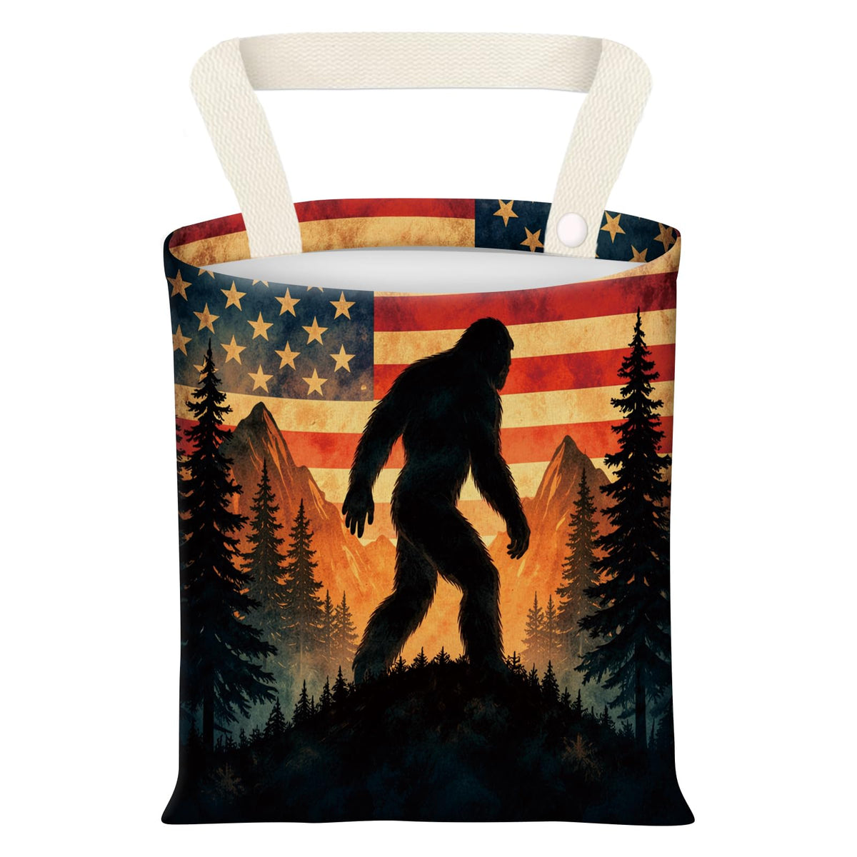 Hanging Car Garbage Bag, Cute Car Trash Can Bag, Automotive Accessories for Women Men Bigfoot USA Flag