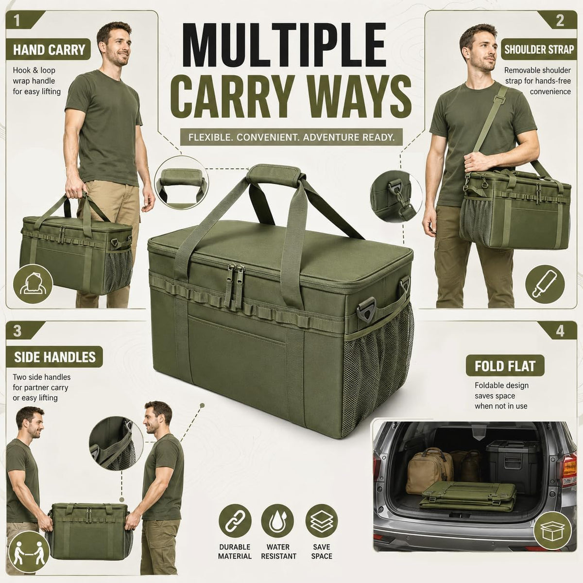 40L Waterproof 600D Camping Storage Bag Modular Organizer Outdoor Gear Kitchen Carry Case