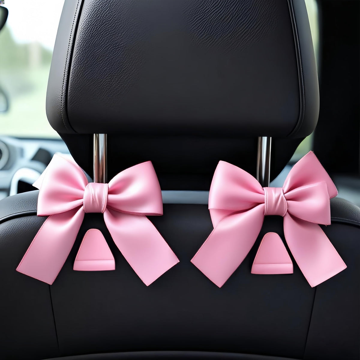 2-Pack Car Purse Hooks for Hanging Purses and Bags, Cute Bow car seat headrest Hooks for Hanging car Purse Hooks. (Brown)