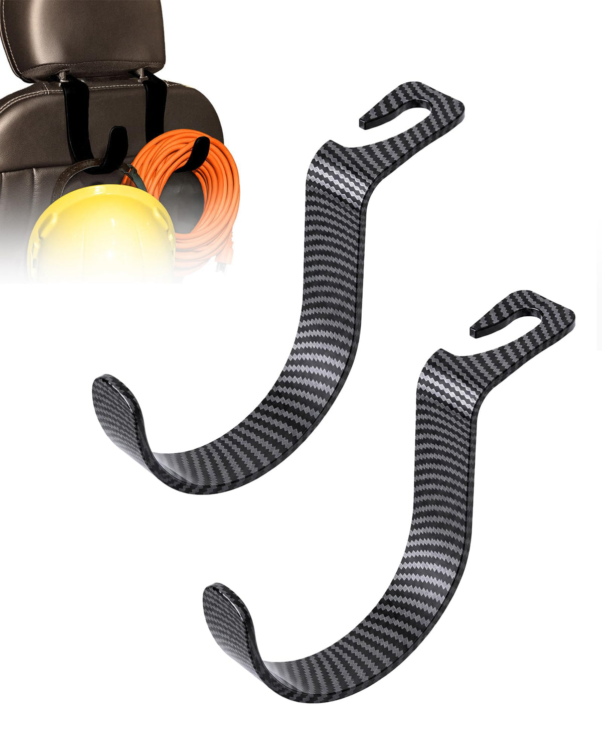 Travel Depot XL Hard Hat Holder for Truck, Heavy-Duty Headrest Hooks, 2PK