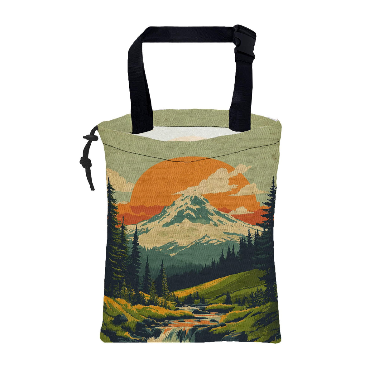 Car Garbage Bag Watercolor Floral and Leaves Drawstring Car Trash Bag Hanging for Back Seat with Adjustable Buckle Canvas Vehicle Trash Can Easy-to-Install