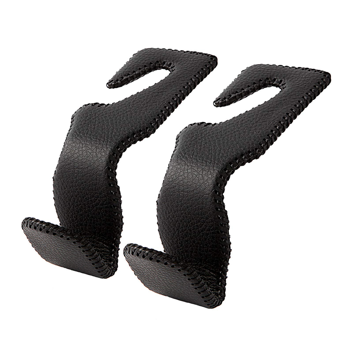 AMVOYOA Headrest Hooks for Car, Back Seat Organizer Gray Leather Hanger Holder Hook, for Hanging Purses and Bags and Coats, Pack of 2