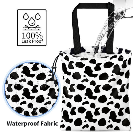 XIANGYUAN Cute Car Trash Bag,Hanging Car Organizer and Storage Bag,Trash Bin for Car Accessories,Cars Back Seat Organizer for Vehicle Travelling Camping（Black and White Cow Print）