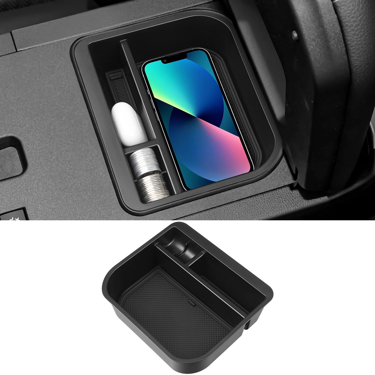 Center Console Organizer Tray Compatible with Mazda 2020-2026 CX-30 CX30 Accessories Armrest Storage Box ABS Console Insert Tray Container (Black Mat)