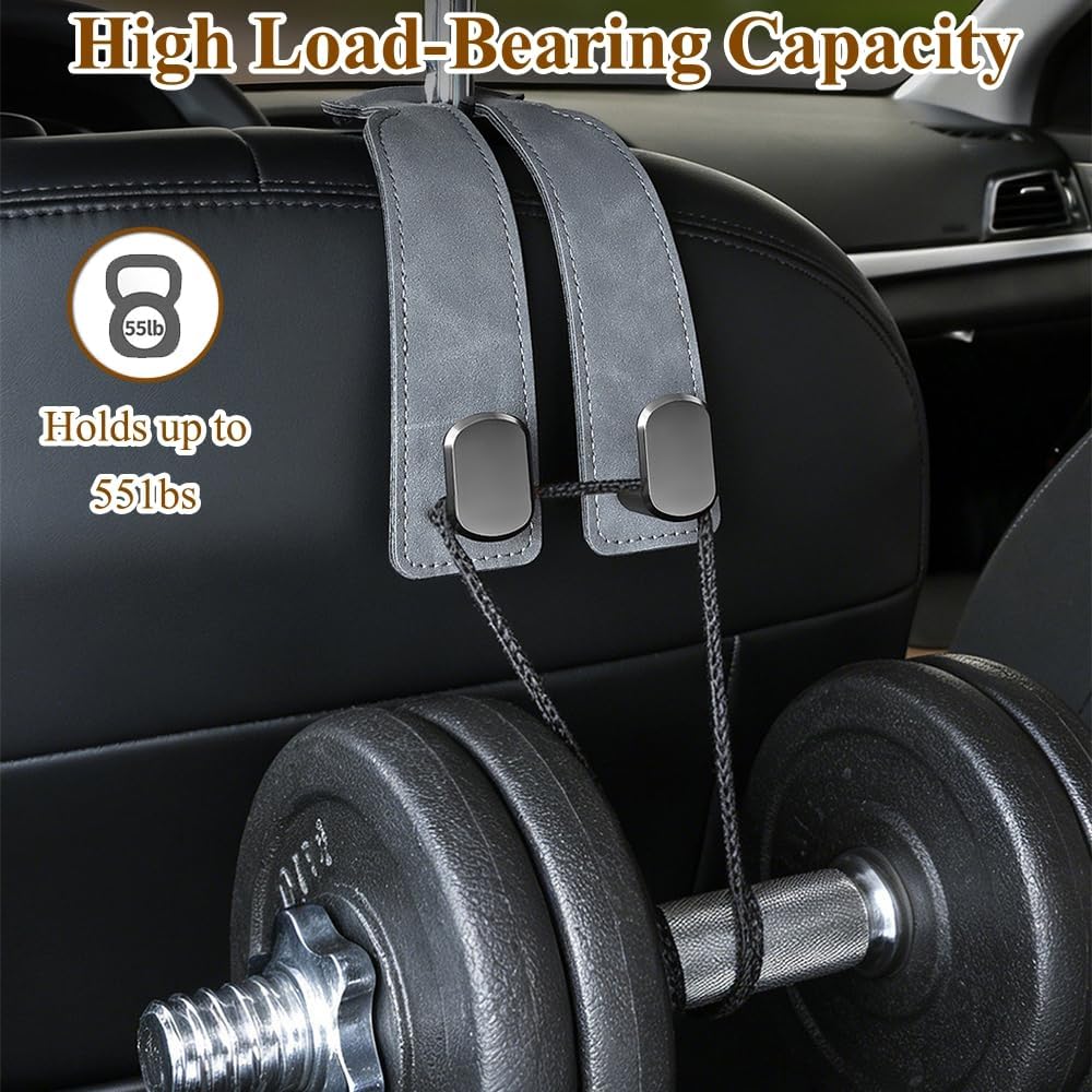 2-Pack Car Hanging Hooks for Car Seat Back & Glove Box, Grey