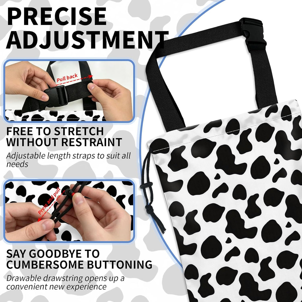 XIANGYUAN Cute Car Trash Bag,Hanging Car Organizer and Storage Bag,Trash Bin for Car Accessories,Cars Back Seat Organizer for Vehicle Travelling Camping（Black and White Cow Print）
