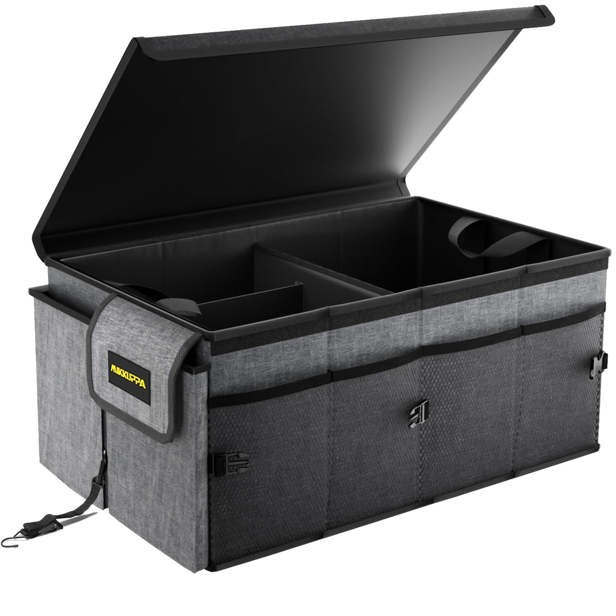 MIKKUPPA Trunk Organizer with Lid - 65L Collapsible Car Organizer, Black