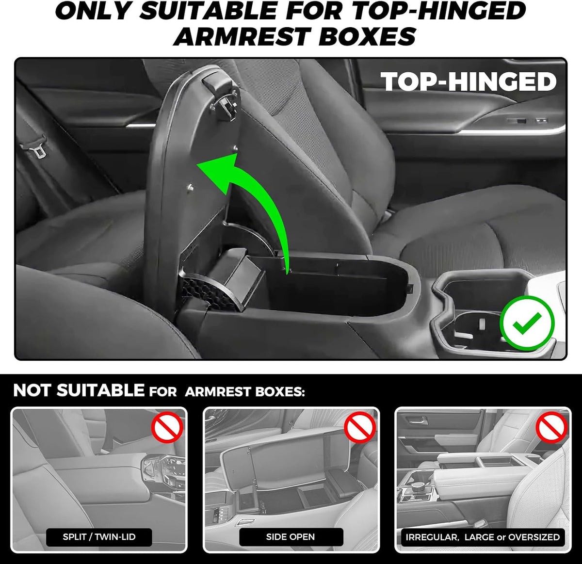FREESOO Universal 5-in-1 Car Middle Center Console Cover with Cup Holder