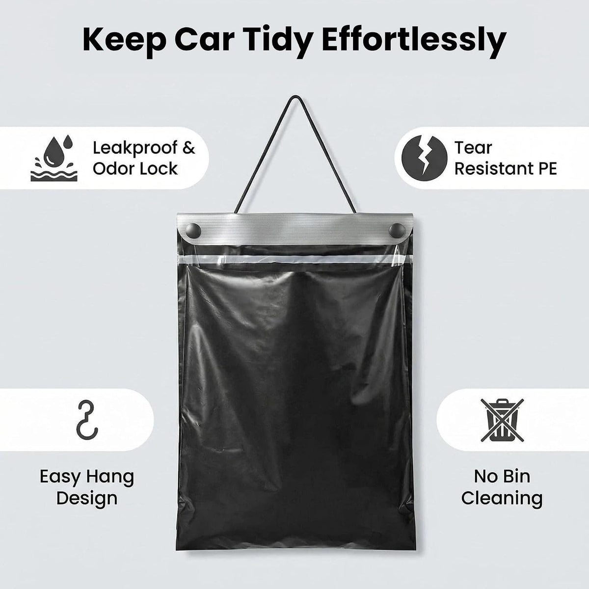 100 Count Recycled PE Disposable Car Trash Bags