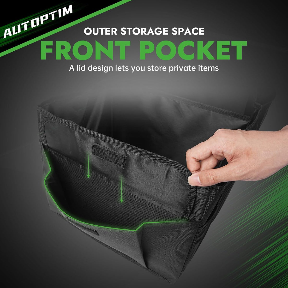 AUTOPTIM Car Trunk Organizer - 65L Collapsible Car Organizer, Black, Large