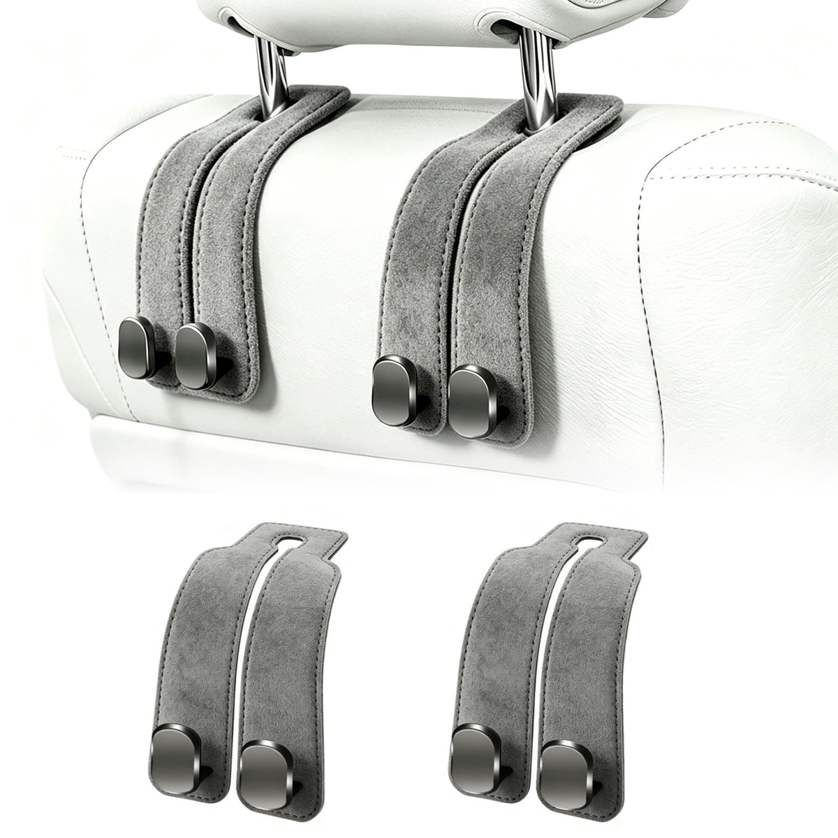Amelity Car Headrest Hooks, Purse Hook for Car 4 Pack Beige