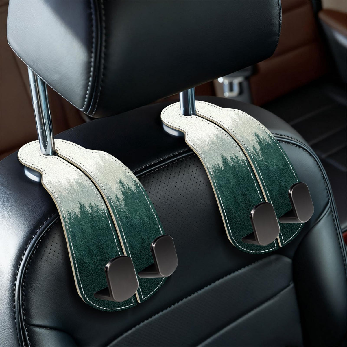 Blusabaca 2PCS Car Seat Headrest Hooks, Purses Bags Holder, Sun and Moon
