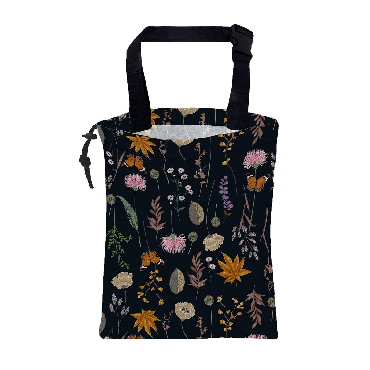 Car Garbage Bag Purple Lavender Flowers Drawstring Car Trash Bag Hanging for Back Seat with Adjustable Buckle Canvas Vehicle Trash Can Easy-to-Install