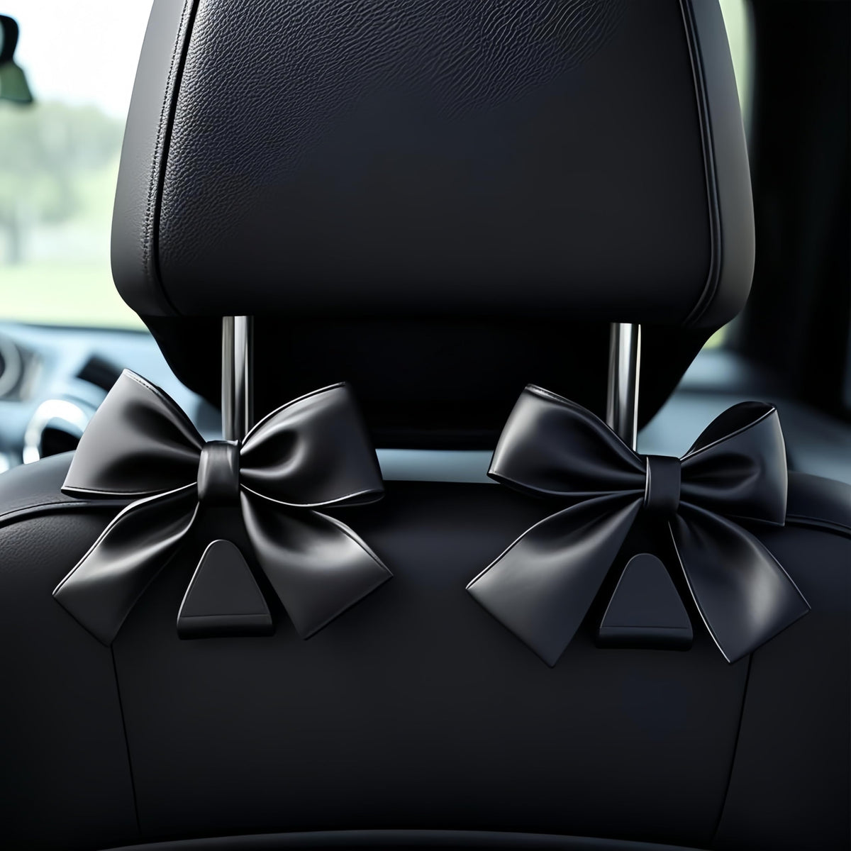2-Pack Car Purse Hooks for Hanging Purses and Bags, Cute Bow car seat headrest Hooks for Hanging car Purse Hooks. (Brown)