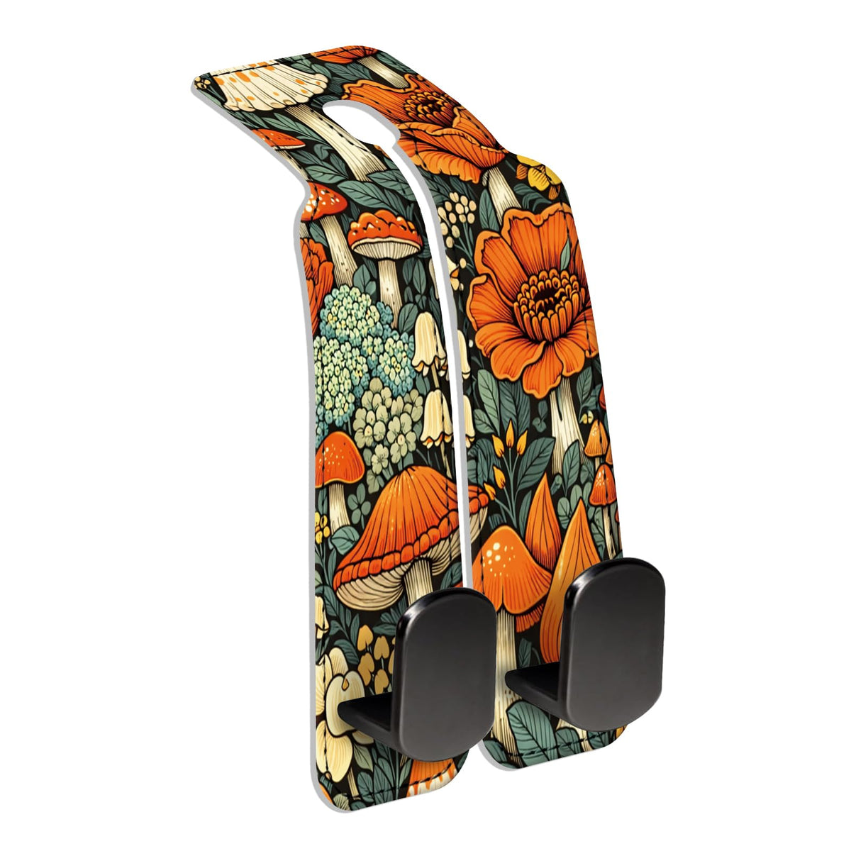 Car Seat Back Storage Hook, Funny Car Purse Hook, Cute Vehicle Storage Organizer for Purses Handbags Orange Flower Mushroom