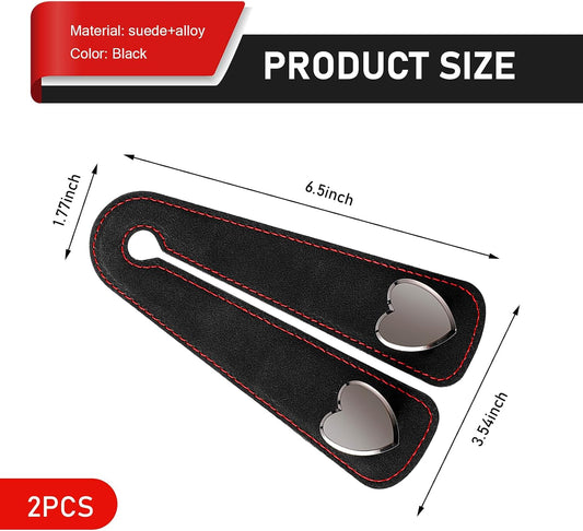 2 PCS Car Seat Headrest Hook, Suede Cute Heart Shape Metal Double Head Purse Hook, Universal Automotive Seat Back Storage Hanger, Car Accessories for Women (Black)