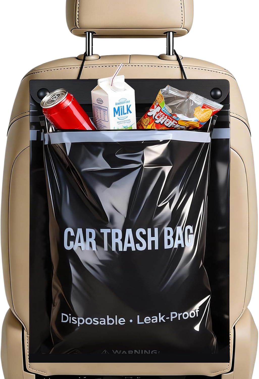 100 Count Disposable Car Trash Bags, Hanging & Stick-On Car Trash Can