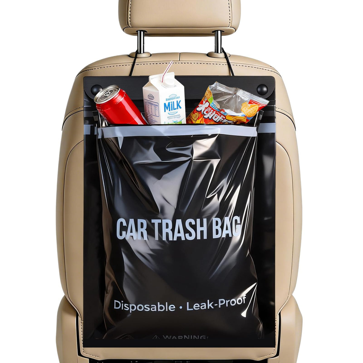 100 Count Disposable Car Trash Bags, Hanging & Stick-On Car Trash Can