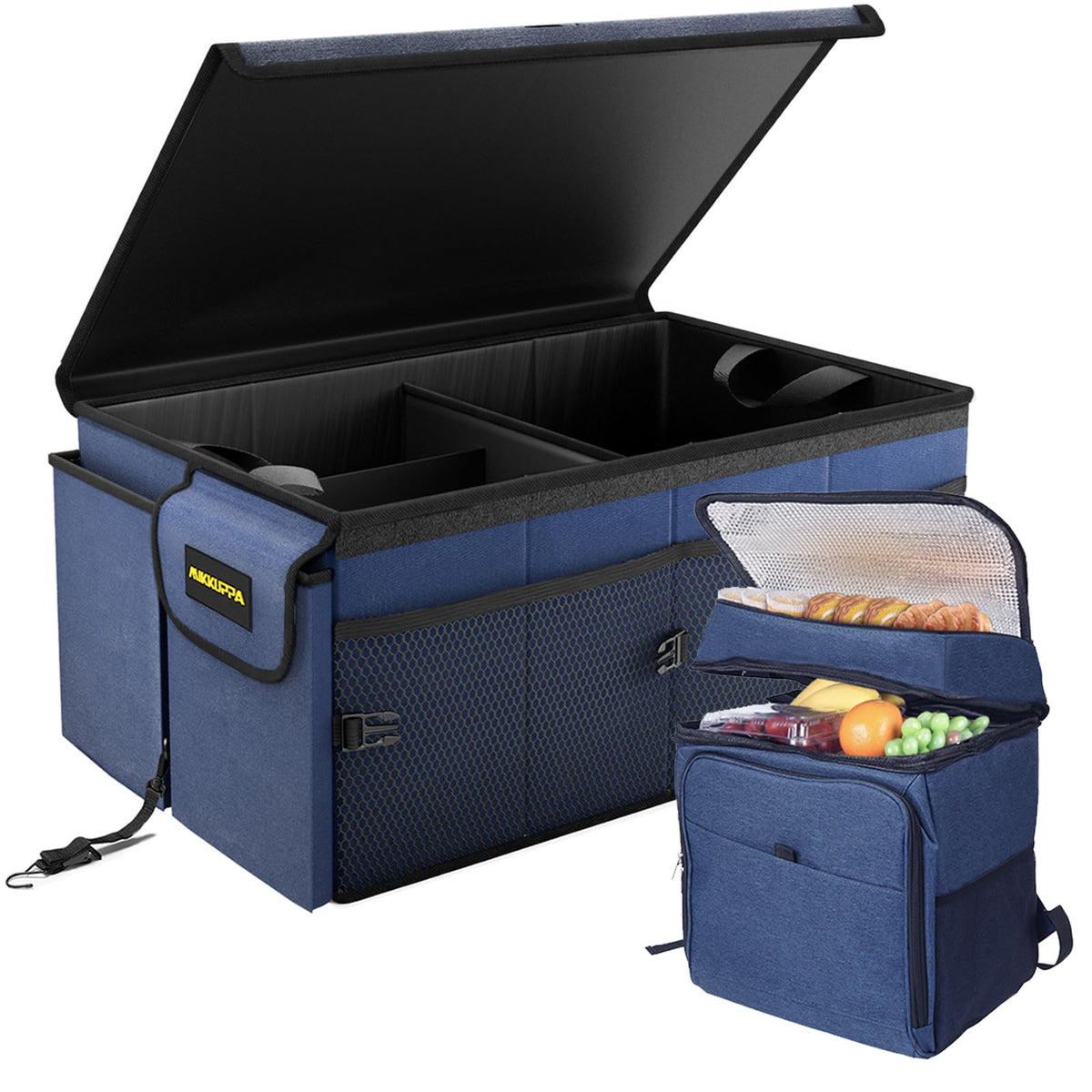 MIKKUPPA Trunk Organizer with Lid - 95L Collapsible Car Organizer, Black