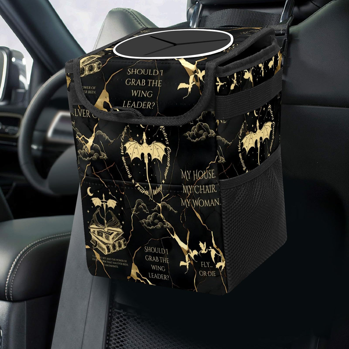 Colorful Sea Turtle Animal Car Trash Can with Lid Collapsible Reusable Waterproof Automotive Garbage Can,Car Organizer