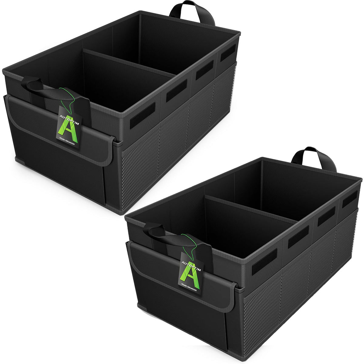 AUTOPTIM Car Trunk Organizer - 65L Collapsible Car Organizer, Black, Large